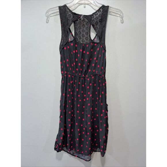 Mossimo Supply Co Sleeveless Dress Pockets Polka Dot Gray Pink Womens Small S - Picture 2 of 9